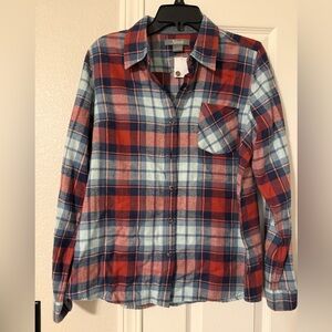 Natural Reflections Red and Blue Plaid Long Sleeve Top